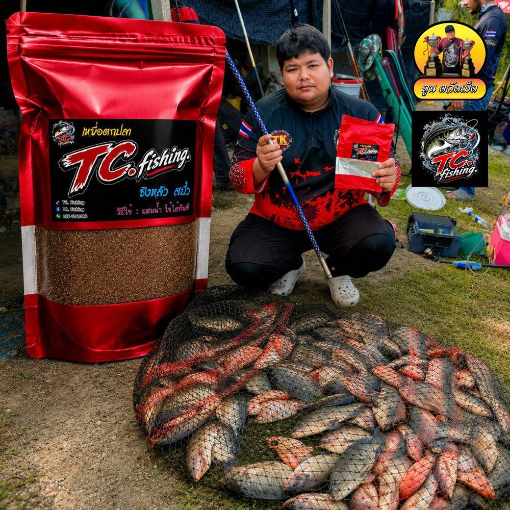 ไฮเกรดตกปลาTC FISHING เหยื่อตกปลาสูตรสำเร็จผสมน้ำพร้อมตกได้เลย (1ห่อ:700กรัม)