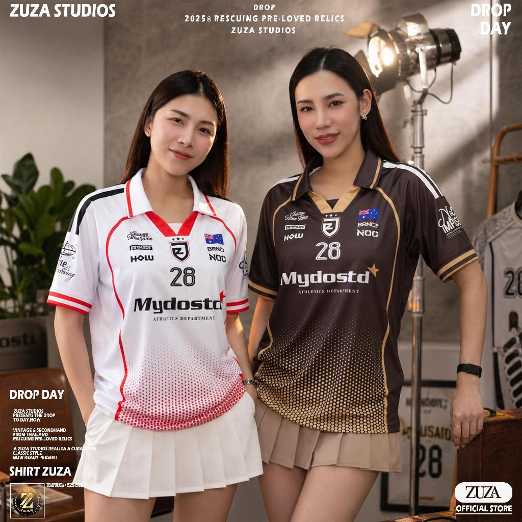 ZUZA Mydostd 28 Retro Jersey เสื้อกีฬาคอปก แฟชั่นแนวสตรีทแวร์ ผู้ชาย-ผู้หญิง เนื้อผ้าไมโครฯเรียบ นุ่มลื่นสวมใส่สบาย