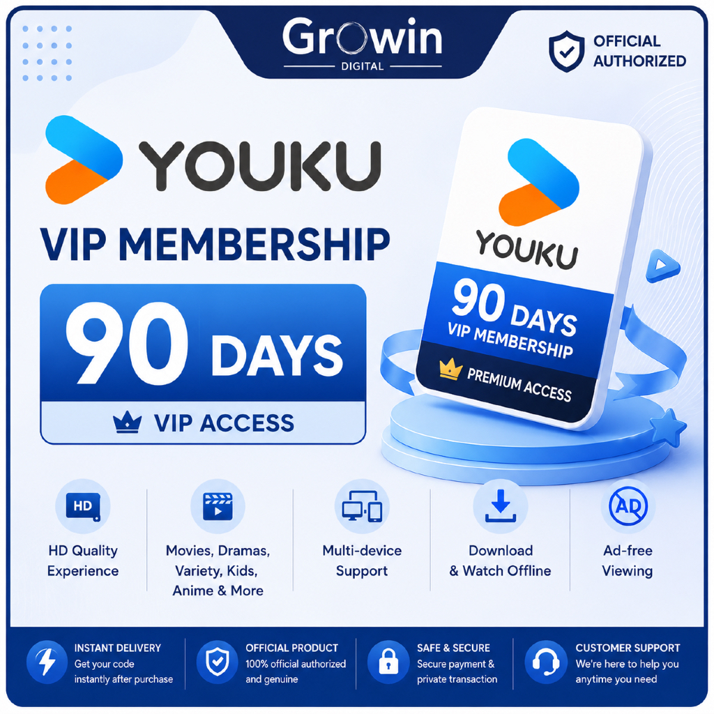 E-Voucher] YOUKU VIP Membership 3 Months (90 Days) | Movies & Series | Digital Code