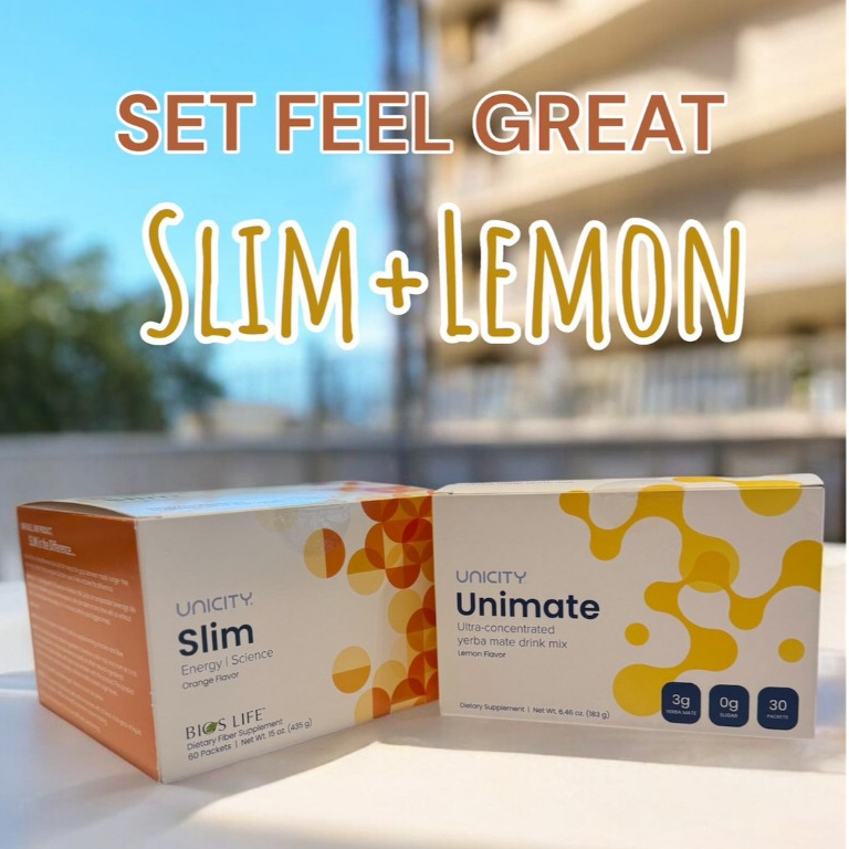 Set FEEL GREAT Bios life slim + Unimate Lemon ฉลากนำเข้า แท้100%