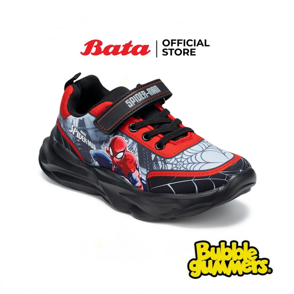 Bata บาจา BBG รองเท้าผ้าใบสนีคเกอร์ แบบสวม ลายสไปเดอร์แมน สำหรับเด็กผู้ชาย รุ่น WAVE_S126 สีดำ 3516382