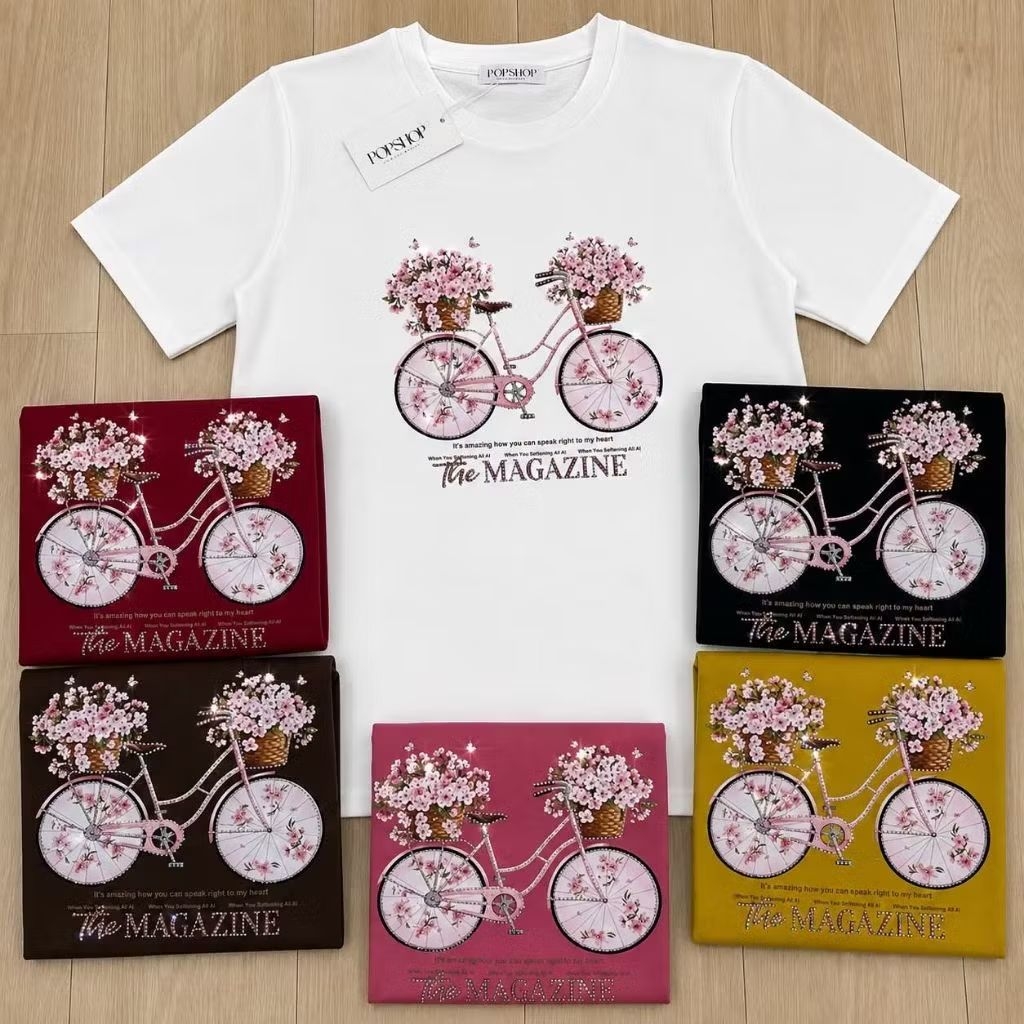 เสื้อยืดป้ายPOPSHOP รุ่น จักรยาน มี3ไซส์