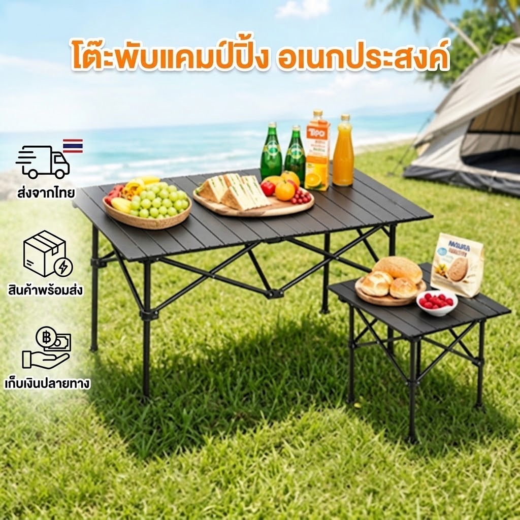 [พร้อมส่ง] โต๊ะแคมป์ปิ้ง โต๊ะพับอลูมิเนียม รับน้ำหนัก 150kg แข็งแรงไม่โยก โต๊ะสนามพับได้ โต๊ะปิกนิก Folding Table