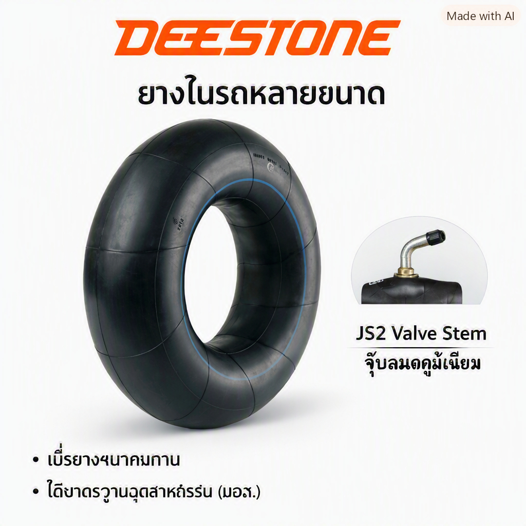 ยางใน DEESTONE JS2 จุ๊ลงอเฉียง ขนาด 5.00-8 , 6.00-9 , 6.50-10