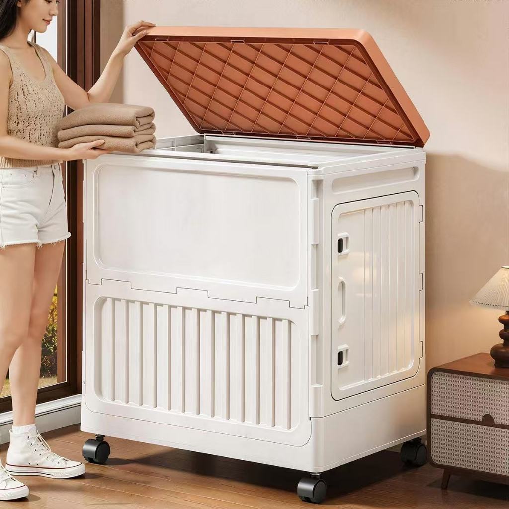 Tidy Living กล่องเก็บของพับได้ขนาดใหญ่ 280Lขนาดใหญ่ มีล้อ เปิดหน้าหยิบง่าย กล่องเก็บเสื้อผ้า กล่องเก็บของเล่น ซ้อนได้