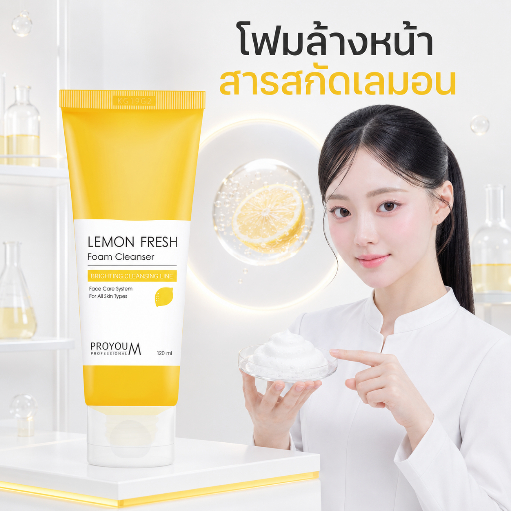 Proyou M Lemon Fresh Foam Cleanser (120ml) โปรยู เวชสำอางเกาหลี : โฟมล้างหน้าสูตรเลม่อน