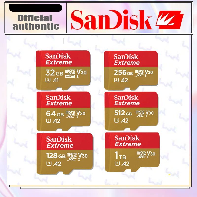 เมมโมรี่การ์ด SanDisk Extreme ของแท้ 5 ปี 200MB/s A2 V30 U3 256GB 512GB 1TB สำหรับโทรศัพท์ กล้องติดรถยนต์ กล้องวงจร
