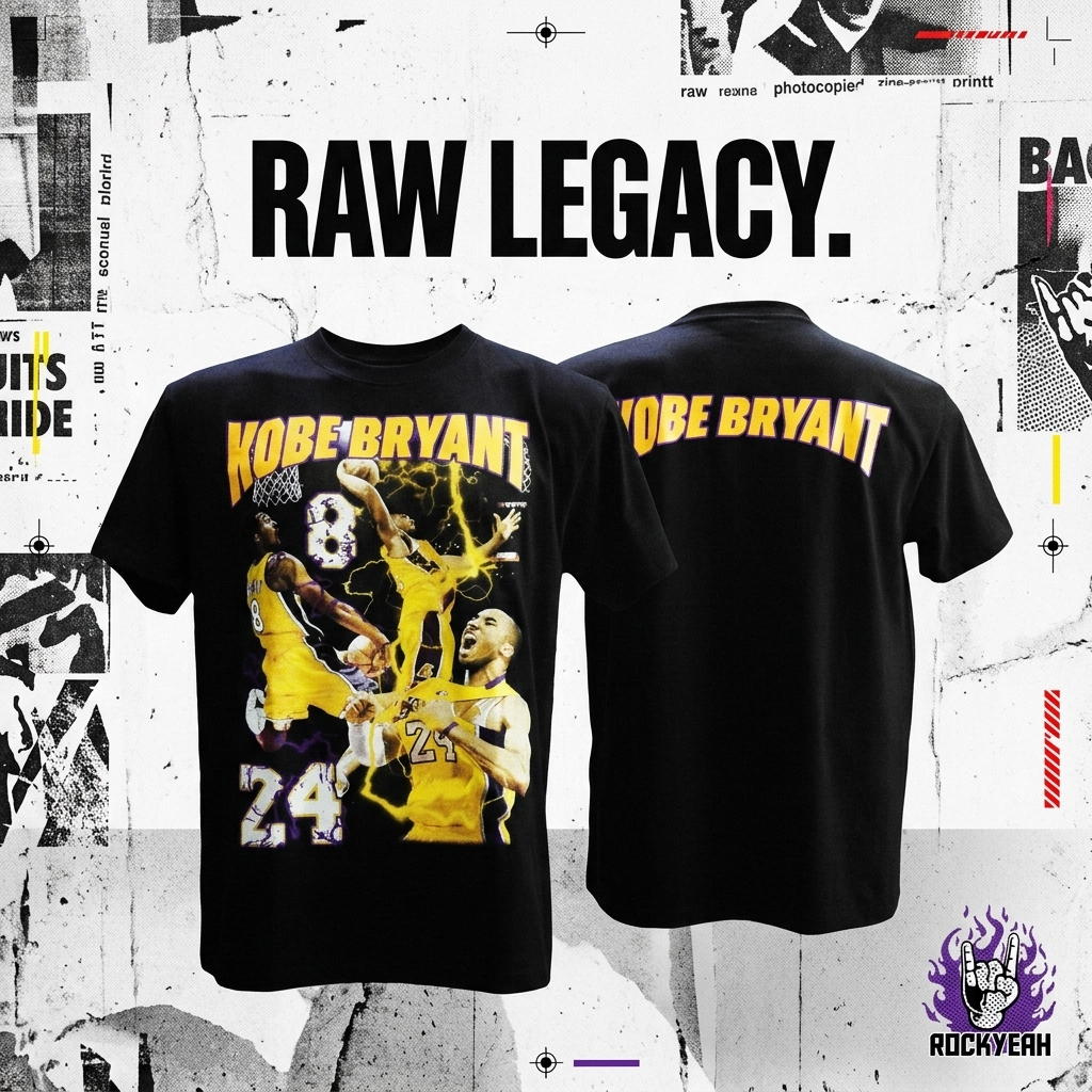 เสื้อยืด Dennis Rodman ลาย KOBE BRYANT เสื้อ Kobe Bryant สายฟ้า Lakers หมายเลข สีดำ TDO7142