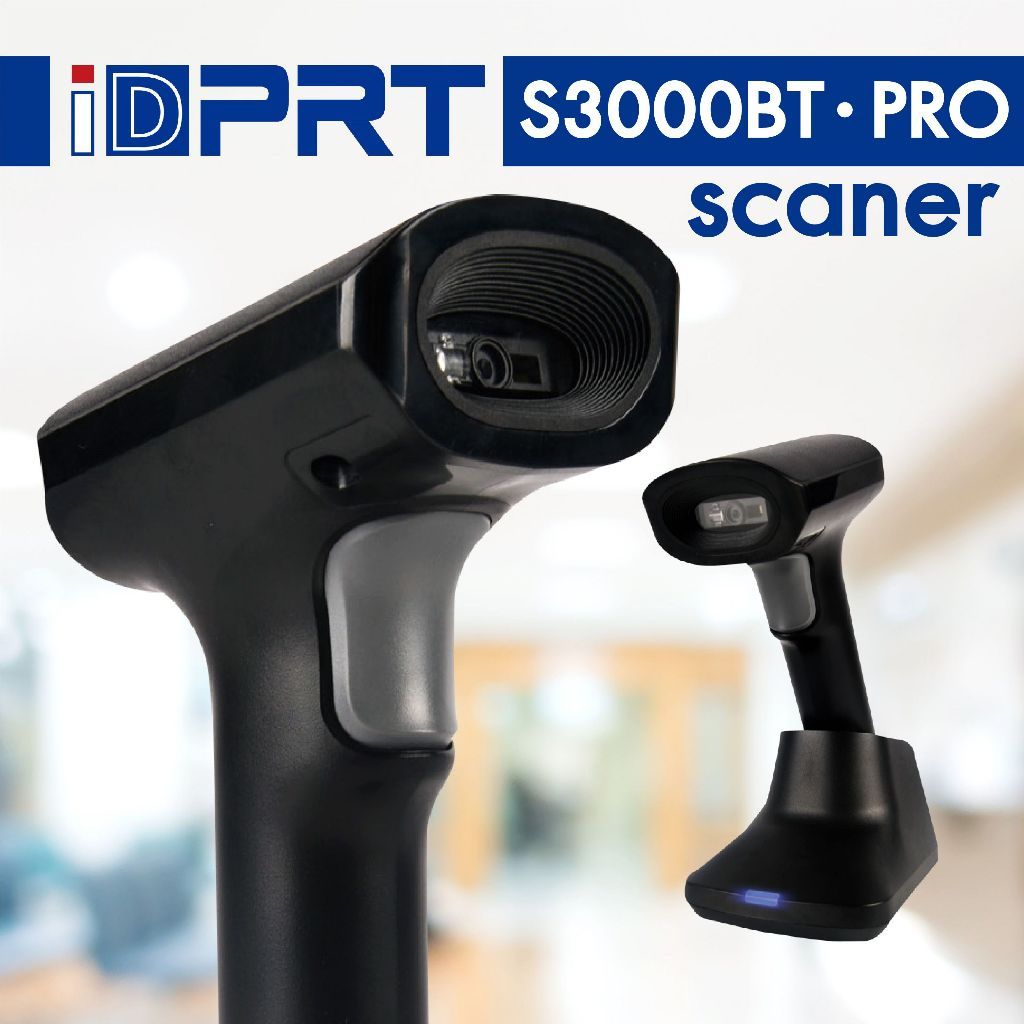 Scanner Barcode IDPRT S3000BT Pro 2D with stand Black Colour bluetooth