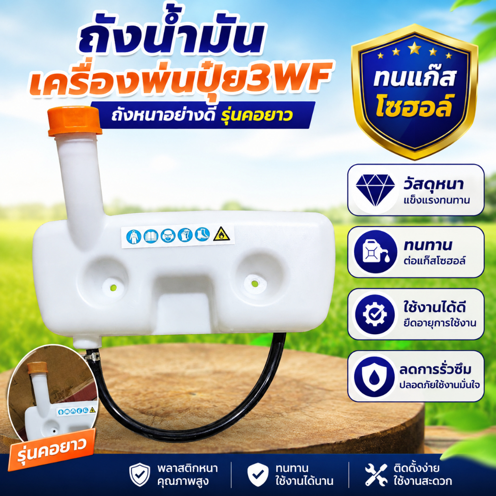 ถังน้ำมันเครื่องพ่นปุ๋ย3WF ถังหนาอย่างดี รุ่นคอยาว ทนแก๊สโซฮอล์