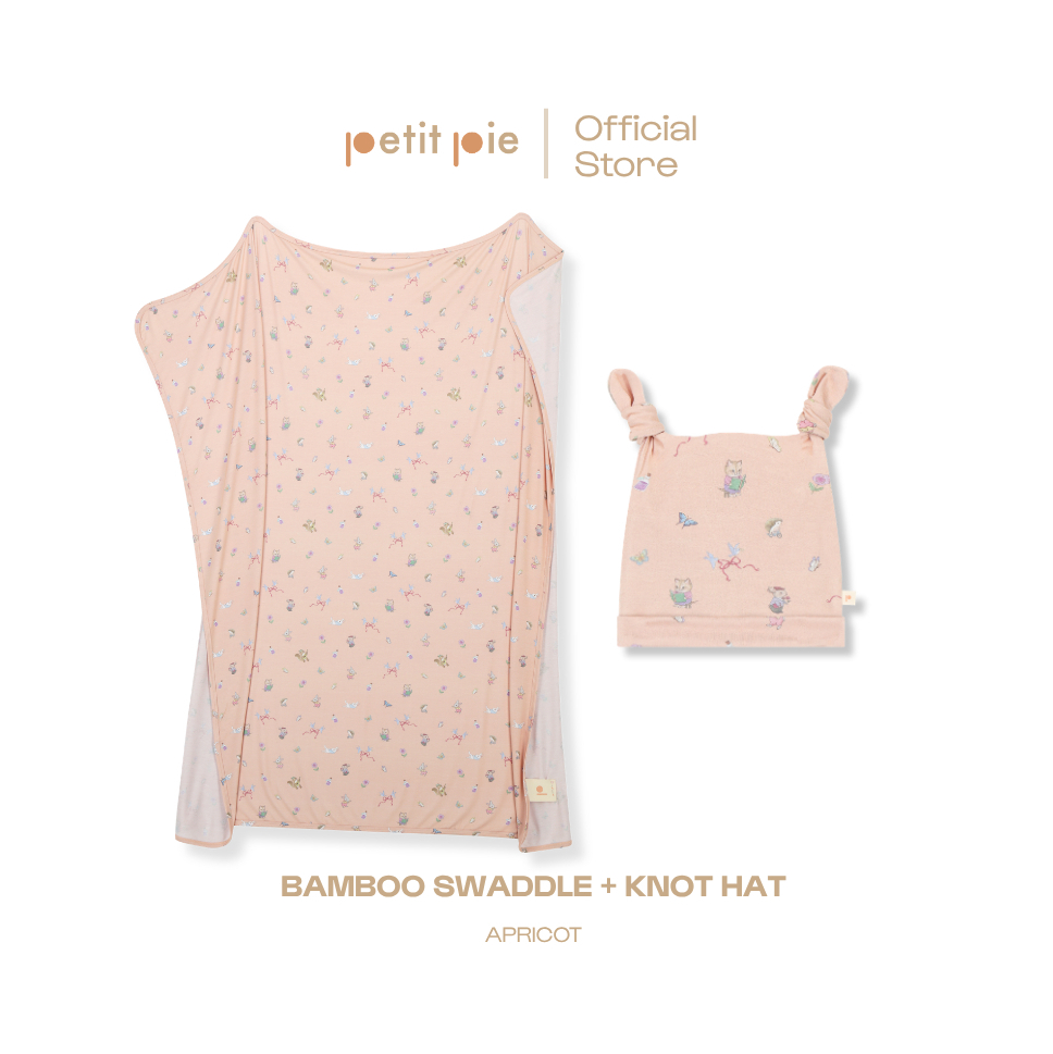 Petit Pie Swaddle + Accessory ผ้าใยไผ่ธรรมชาติ  นุ่มลื่น อ่อนโยนต่อผิว ผ้าโปร่งเย็นสบาย น้ำหนักเบา ปลอดภัย ผ่านมาตรฐานสา