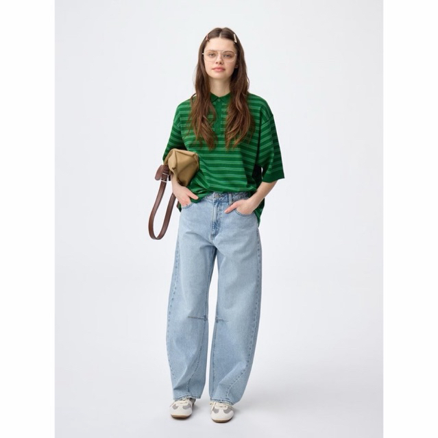 GU กางเกงยีนส์บาร์เรล Barrel Leg Jeans มือ1 ของแท้