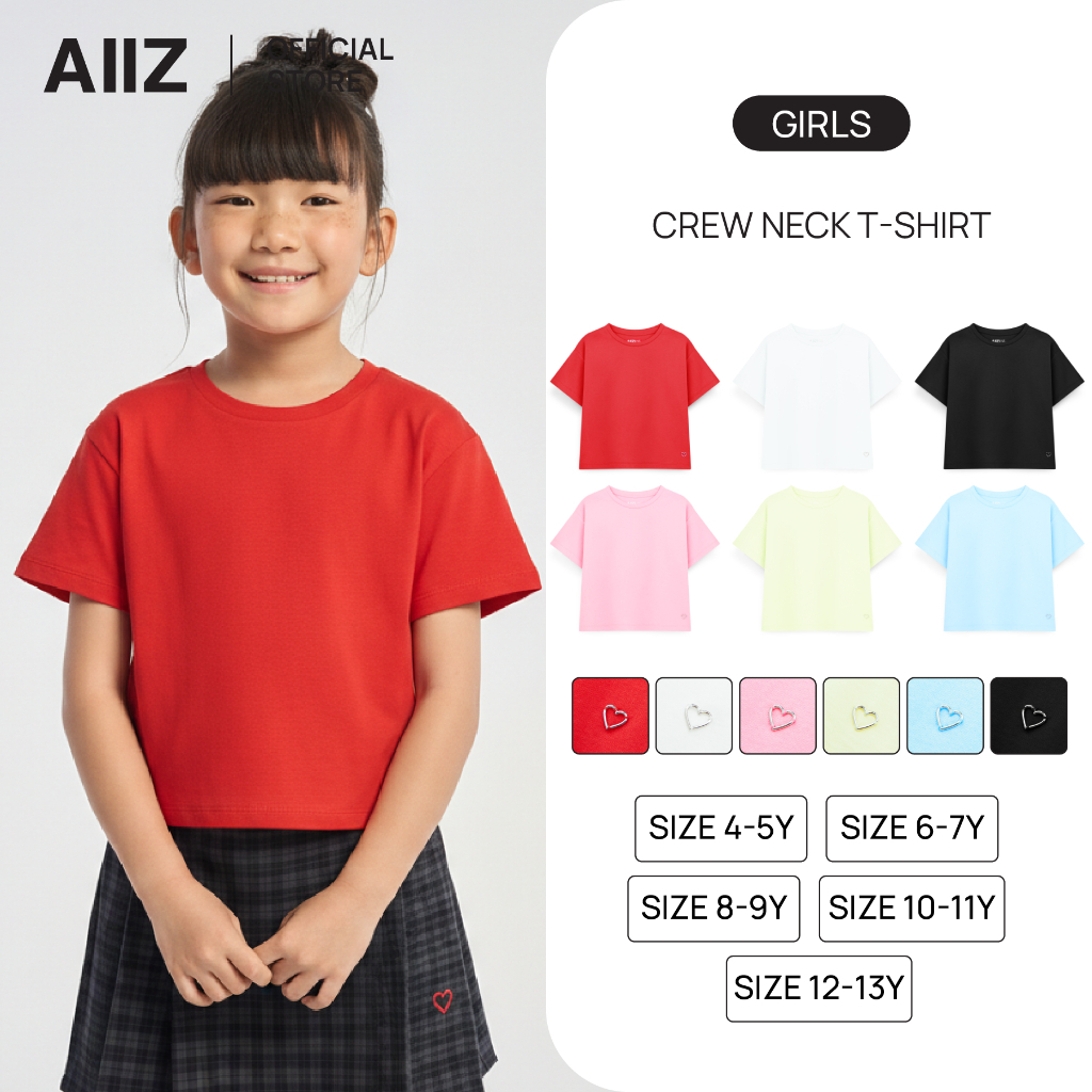 AIIZ เสื้อยืดคอกลมเด็กผู้หญิง AIIZ Girl's Crew Neck T-Shirt