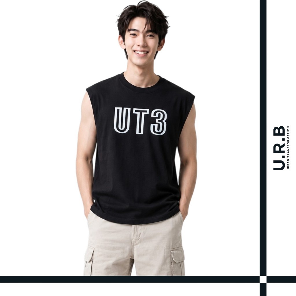 URBAN : MEN'S GRAPHIC SLEEVELESS TEE เสื้อเเขนกุดผู้ชาย ลายกราฟิก รุ่น 1UTMT5092 สี Black - แบล็ค