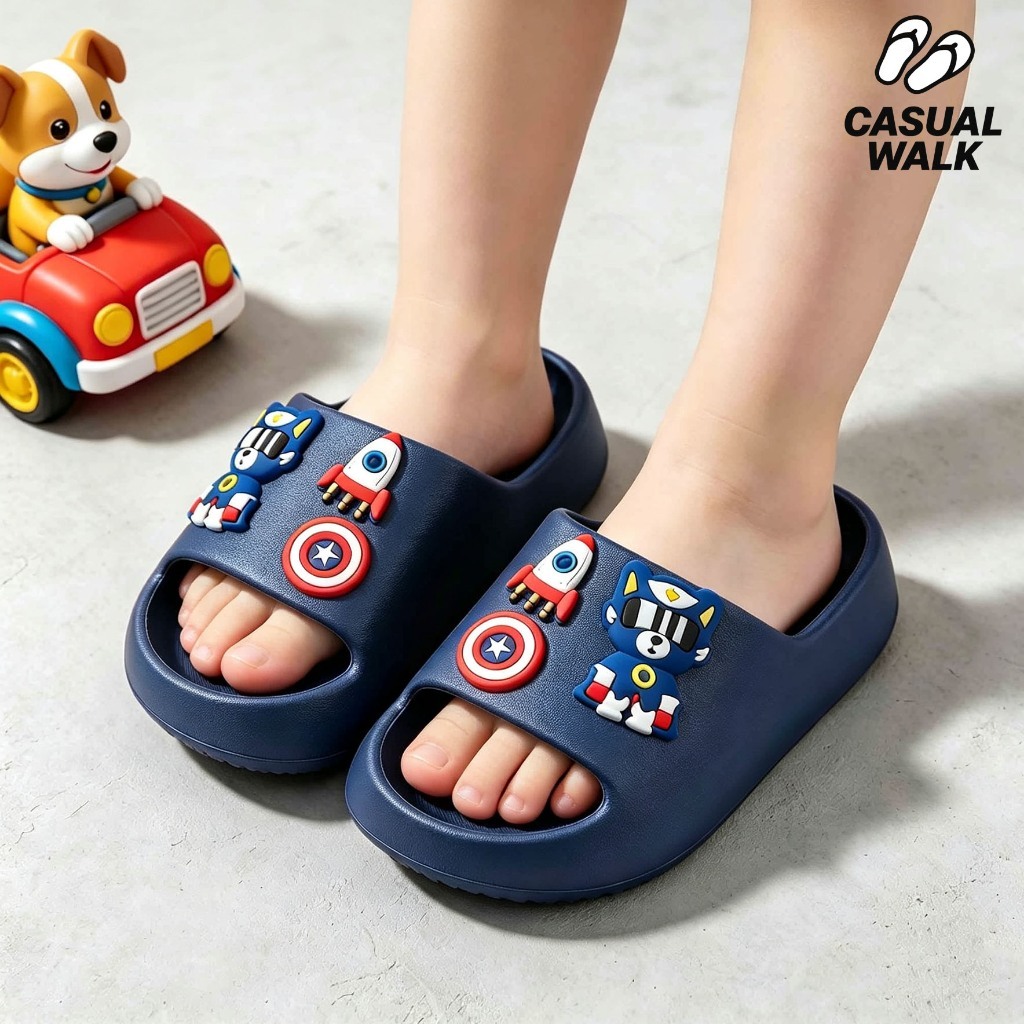 CasualWALK👦🚀รองเท้าแตะเด็กผู้ชาย ลายสารวัตรแมว 3D EVA กันลื่น นุ่มเบา รองเท้าแฟชั่นเด็ก ใส่เล่น ใส่ได้ทุกวัน เบอร์24‑35