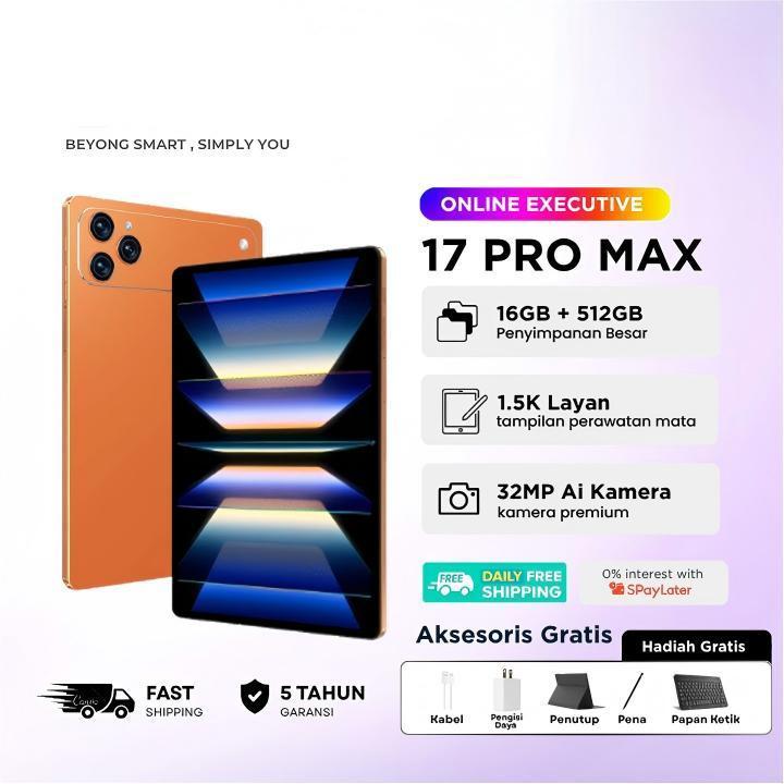 สไตล์ใหม่ล่าสุด Pad 17 Pro Max แท็บเล็ตพีซี 10.1 นิ้ว 16GB+1TB สําหรับบริการธุรกิจและการศึกษาและความ