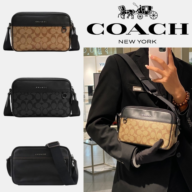 แท้💯%📣COACH Graham 23 กระเป๋ากล้องทรงสี่เหลี่ยมเล็ก ผู้ชาย สะพายเดี่ยว-สะพายไหล่ได้