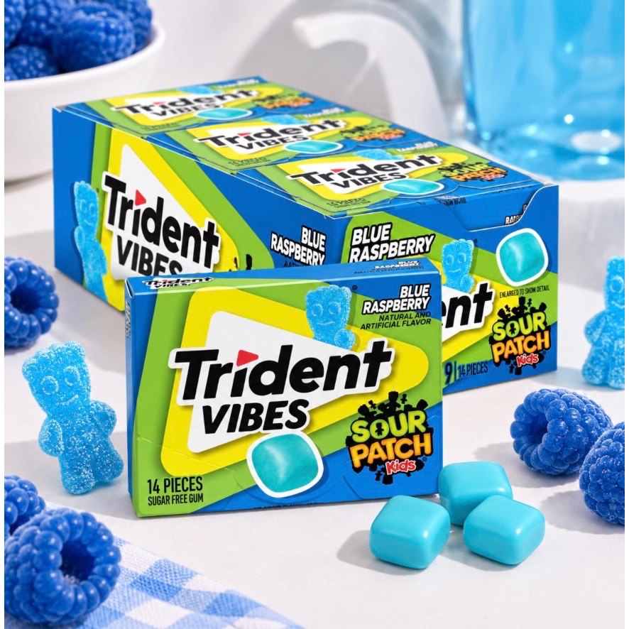 Trident Vibes BLUE RASPBERRY 🫐💙 | Sugar Free Chewing Gum