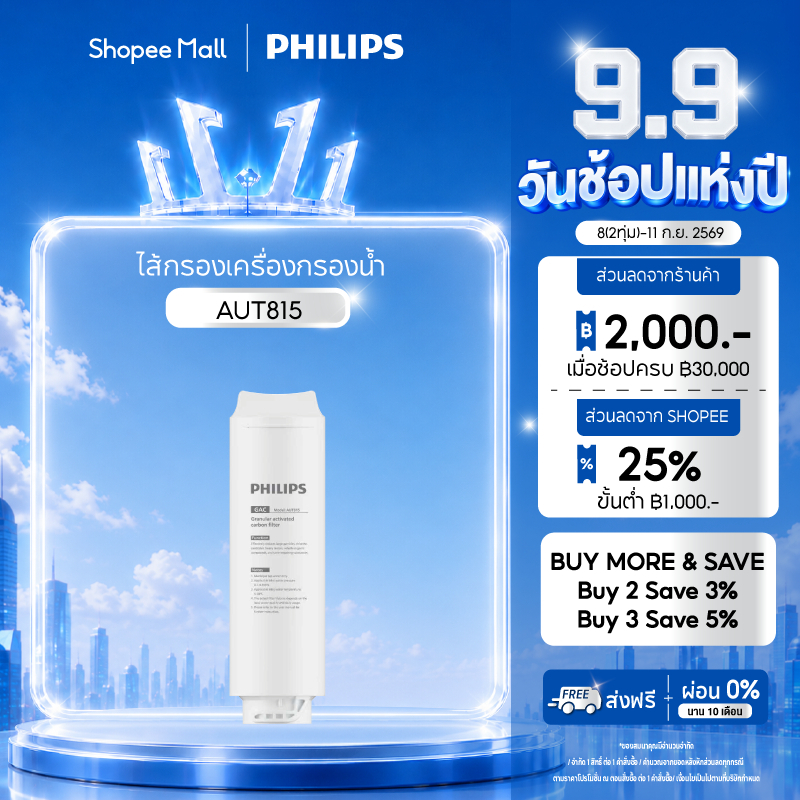 Philips water AUT815 GAC ไส้กรองสำหรับ เครื่องกรองน้ำ AUT1218