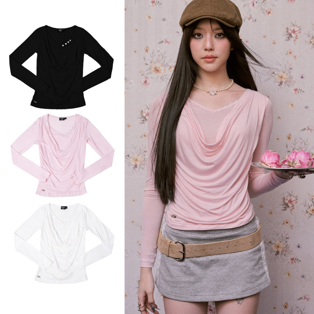 kome.offi เสื้อแขนยาวแต่งระย้า รุ่น laya top