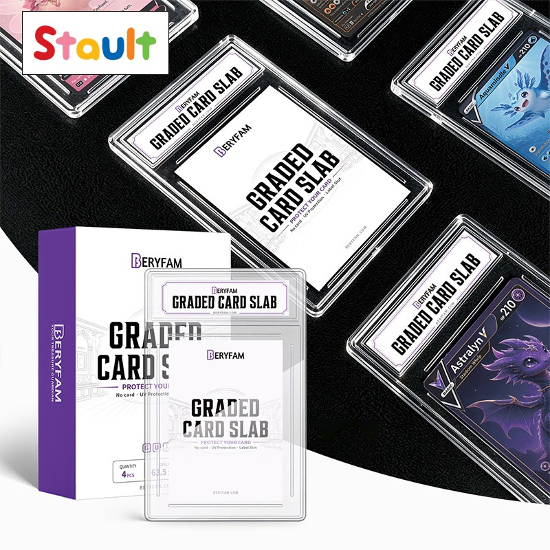 4ชิ้น BERYFAM กล่องการ์ดเกรดPSA กันแสงUV ป้องกันความชื้น โชว์และปกป้องการ์ด TCG โปเกมอน วันพีช กล่อง Slab กรอบการ์ด