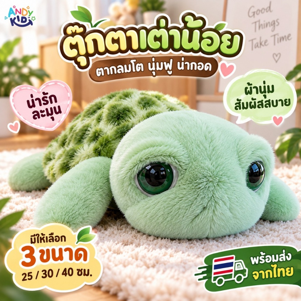 ตุ๊กตาเต่าน่ารัก ตุ๊กตาผ้ากำมะหยี่ ขนาด 25/30/40 ซม. ไส้ใยสังเคราะห์นุ่ม ของเล่น ของขวัญเด็กและผู้ใหญ่