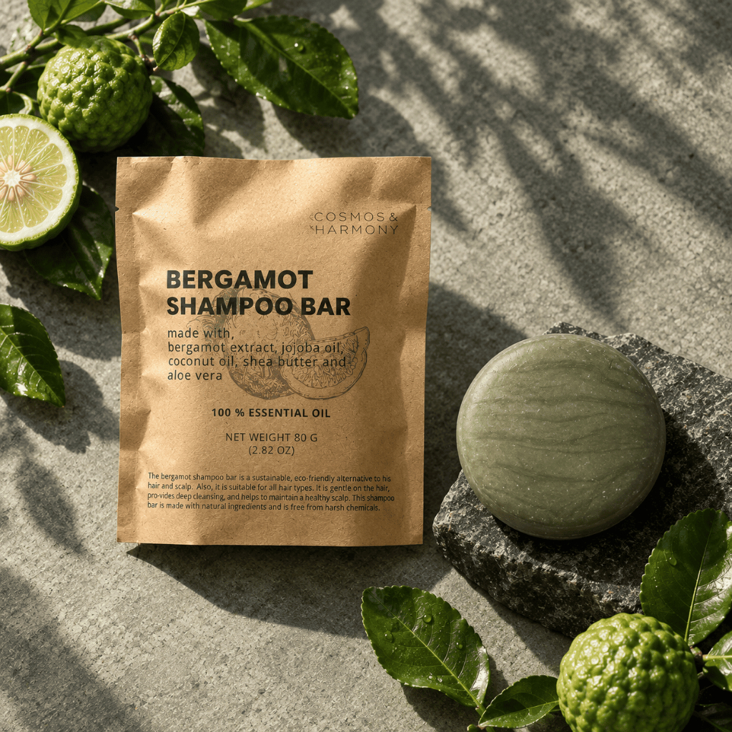 Cosmos & Harmony Bergamot Shampoo Bar 80 g แชมพูบาร์ สมุนไพรมะกรูด ผมสวยและเป็นมิตรต่อสิ่งแวดล้อม