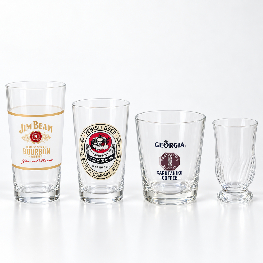 แก้วสะสมแบรนด์ญี่ปุ่นแท้ Jim Beam / Yebisu Beer / Sarutahiko Coffee แก้ววิสกี้ แก้วเบียร์ แก้วกาแฟ