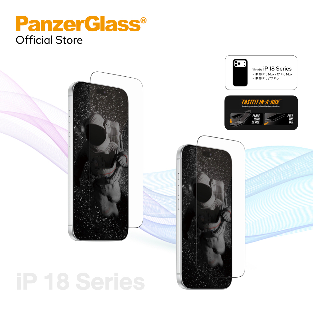 PanzerGlass ฟิล์มเซรามิกกันรอย Ceramic w.Fastfit in-a-box ใช้สำหรับ iPhone 18 Series พร้อมอุปกรณ์ติดตั้งฟิล์ม