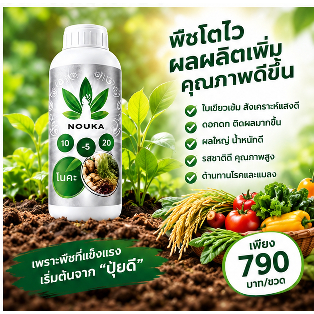 ปุ๋ยน้ำ NPK สูตร 10-5-20 บำรุงพืช
