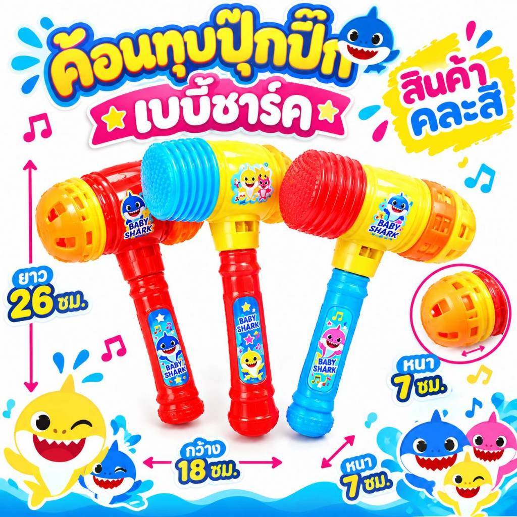 ค้อนทุบ ปุ๊กปิ๊ก ของเล่นสำหรับเด็ก ตีแล้วมีเสียง (คละสี)
