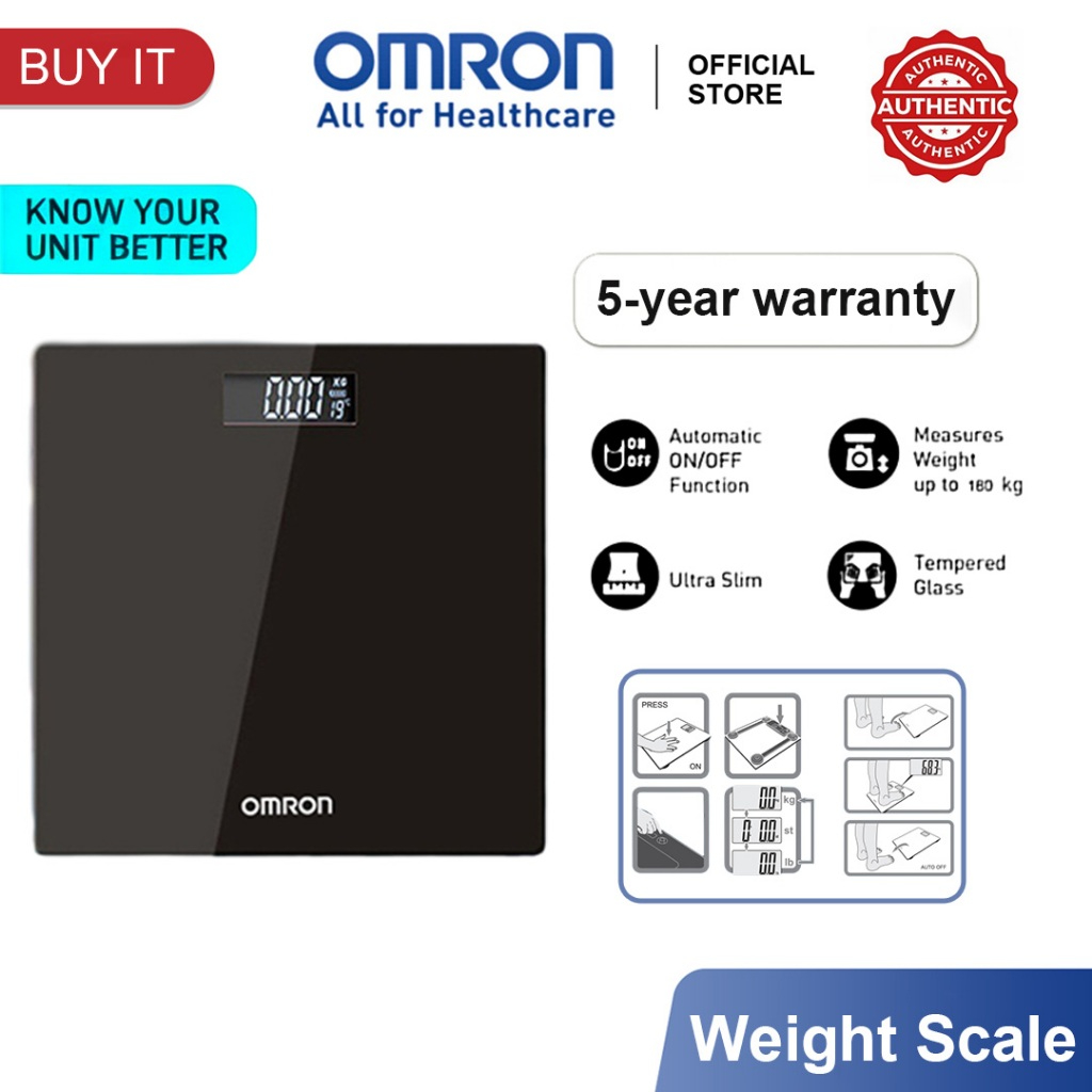 Omron เครื่องชั่งน้ำหนักดิจิทัลสำหรับร่างกาย เครื่องชั่งน้ำหนักอิเล็กทรอนิกส์สำหรับใช้งานในบ้าน พร้อ