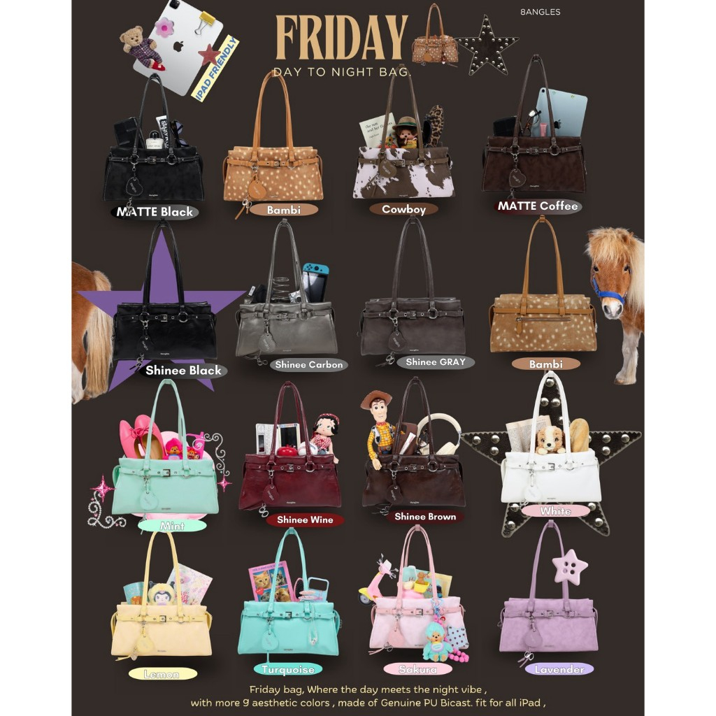 8anglesshop- กระเป๋า Friday พร้อมส่ง 🧤🍒 size 12.5 นิ้ว ใส่IPADได้ #กระเป๋าbelt #กระเป๋าสะพายไหล่ 8an
