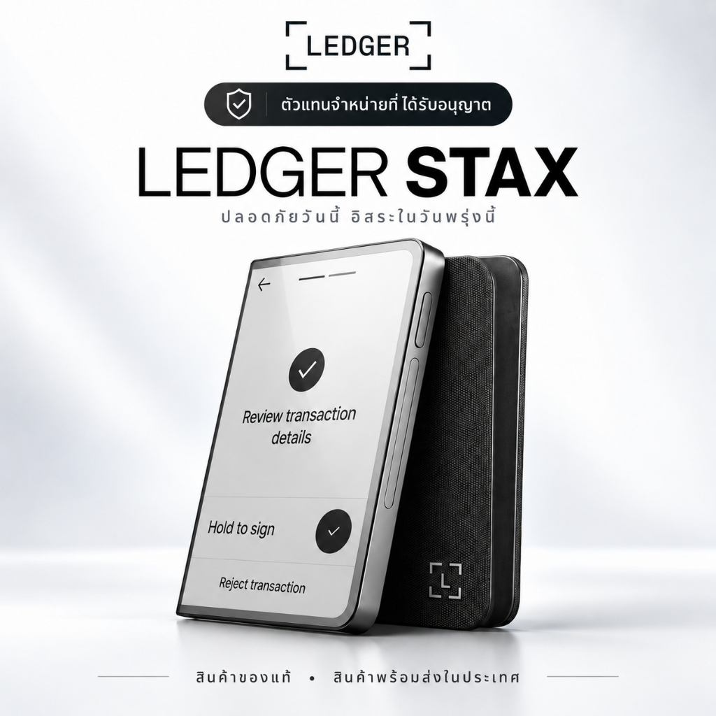 Ledger Stax Hardware Wallet | ตัวแทนจำหน่ายที่ได้รับอนุญาตจาก Ledger | จอ E Ink 3.7 นิ้ว | Bluetooth
