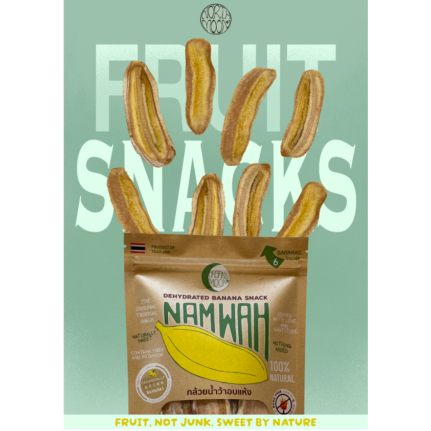 NAM WAH Dehydrated Banana Snack | No sugar | (กล้วยน้ำว้าอบแห้ง) by ORGANIC MOON ***รวมค่าจัดส่ง / POSTAGE INCLUDED***