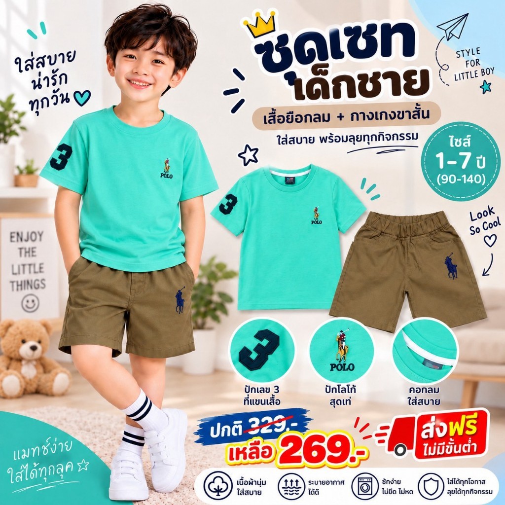ชุดเซตเสื้อยืด+ขาสั้น ผ้าไม่หนาไม่บาง กำลังดี ใส่สบายค่ะ