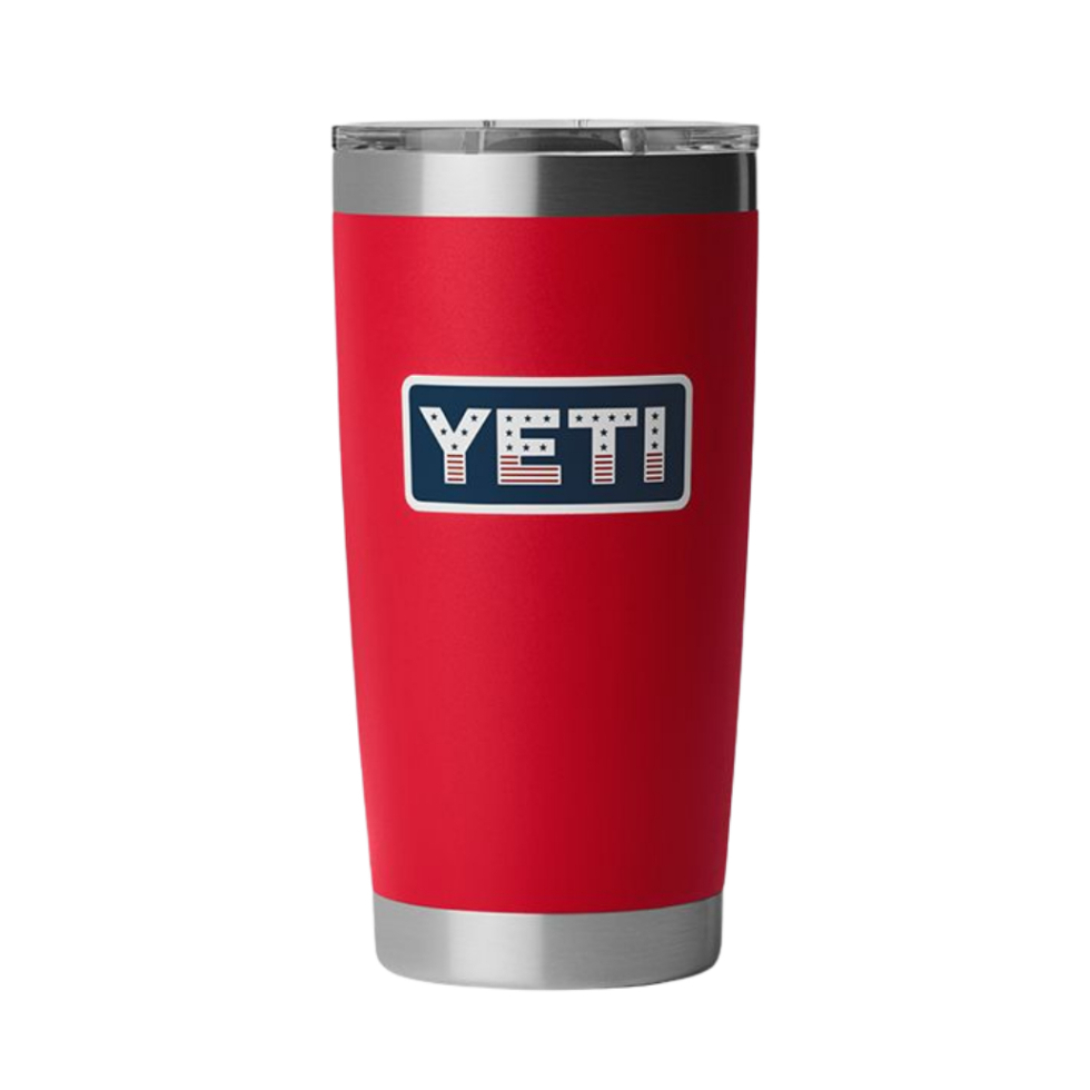YETI RAMBLER 20 OZ TUMBLER RED/BADGE