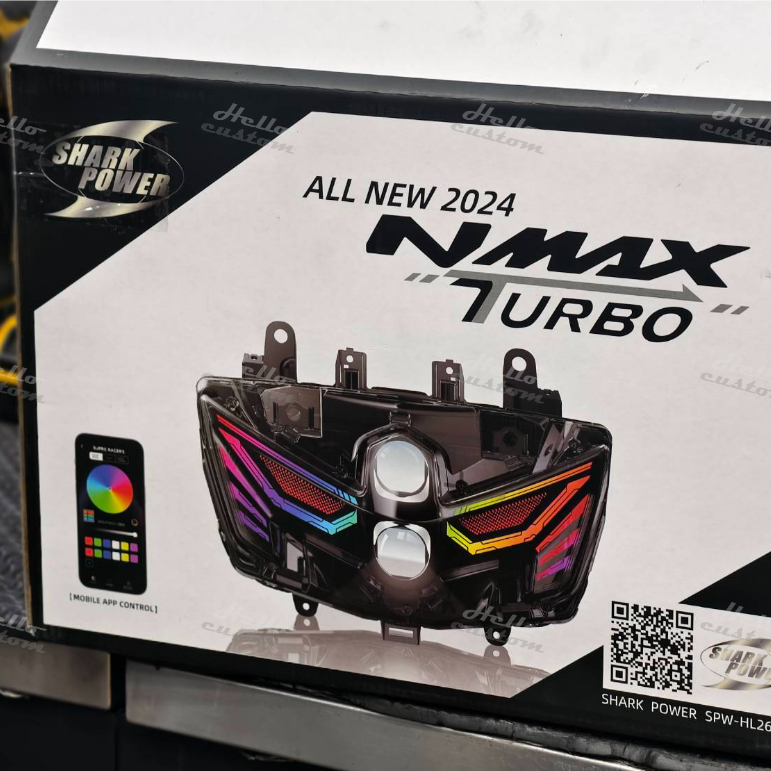 ไฟหน้าแต่ง RGB Nmax STD / Tech 2025 ขึ้นไป Shark power ไฟหน้า LED Nmax 2025-2026
