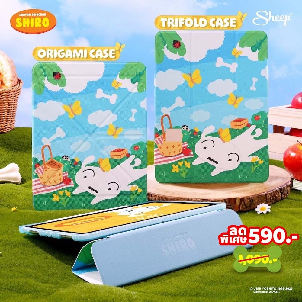 [Origami/Trifold Shiro]Shiro Collection เคสสำหรับไอแพด เคสกันกระแทก เคสไม่ดันฟิล์ม ตั้งแนวตั้งแนวนอน ลายชิโร่ ลิขสิทธิ์