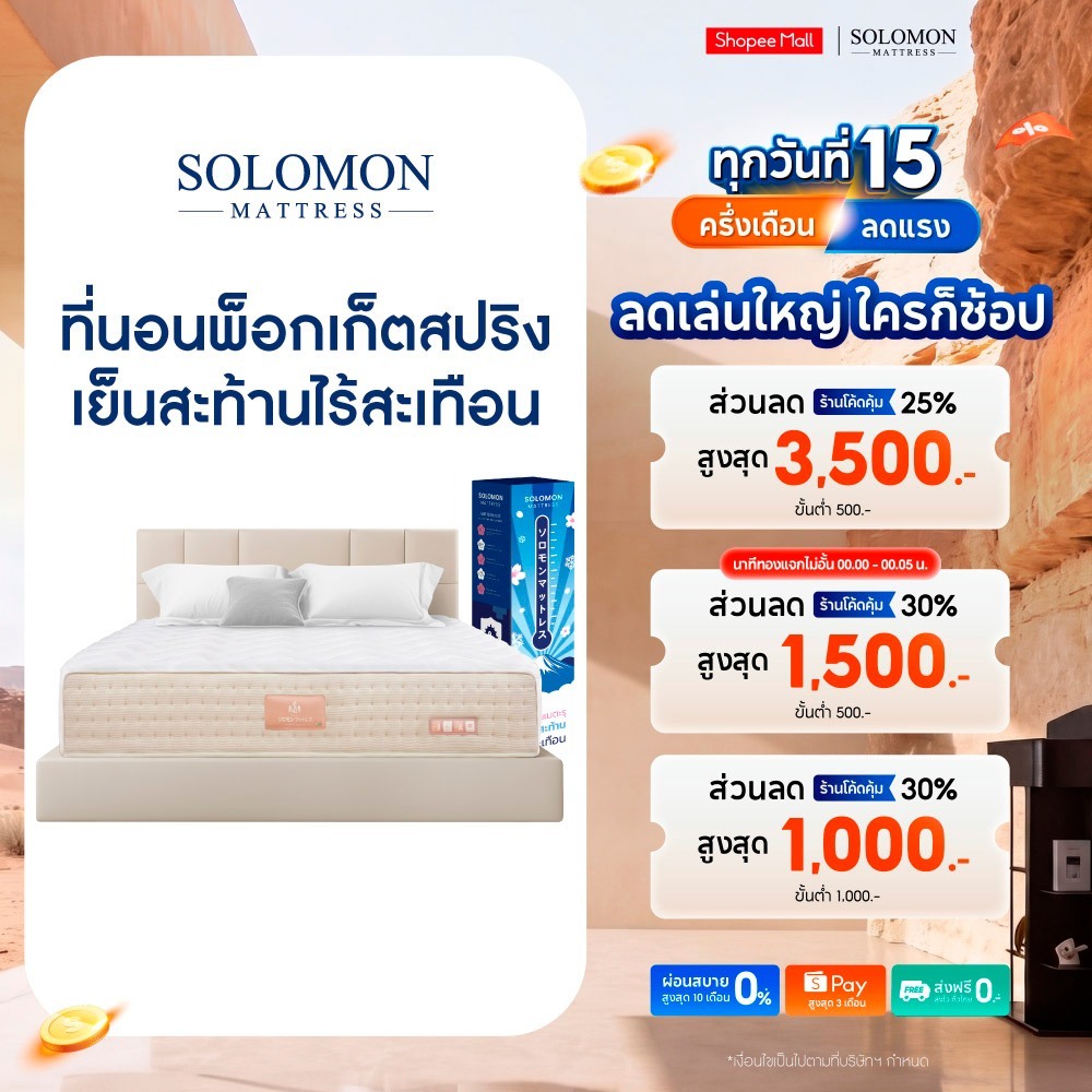 Solomon ที่นอนเย็นสะท้าน ไร้สะเทือน รุ่น Maetaru หนา 10 นิ้ว สัมผัสเย็น เหมาะกับคนขี้ร้อน