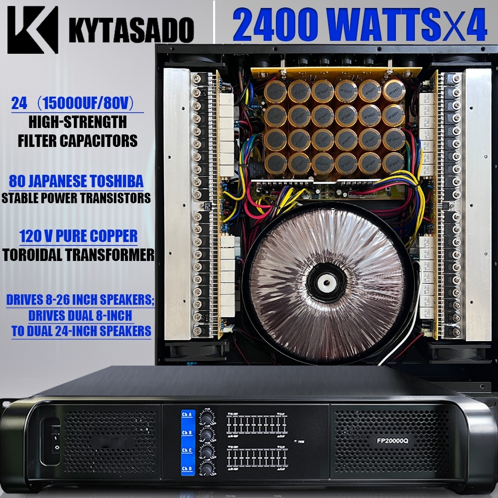 KYTASADO เครื่องขยายเสียง Professional Pure Power amplifier 2400Wx4 เครื่องขยายเสียง 4/8 โอห์ม 2/4 แชนแนล