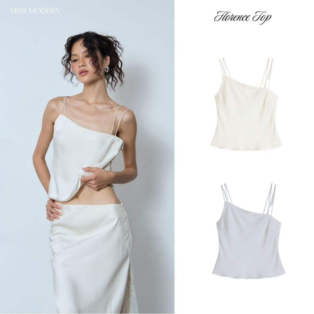 MISS MODERN - Florence Top เสื้อสายเดี่ยว ผ้าซาติน เรียบแต่มีดีเทล ช่วยให้ลุคดูเก๋ ชุดไปเที่ยว ชุดดินเนอร์
