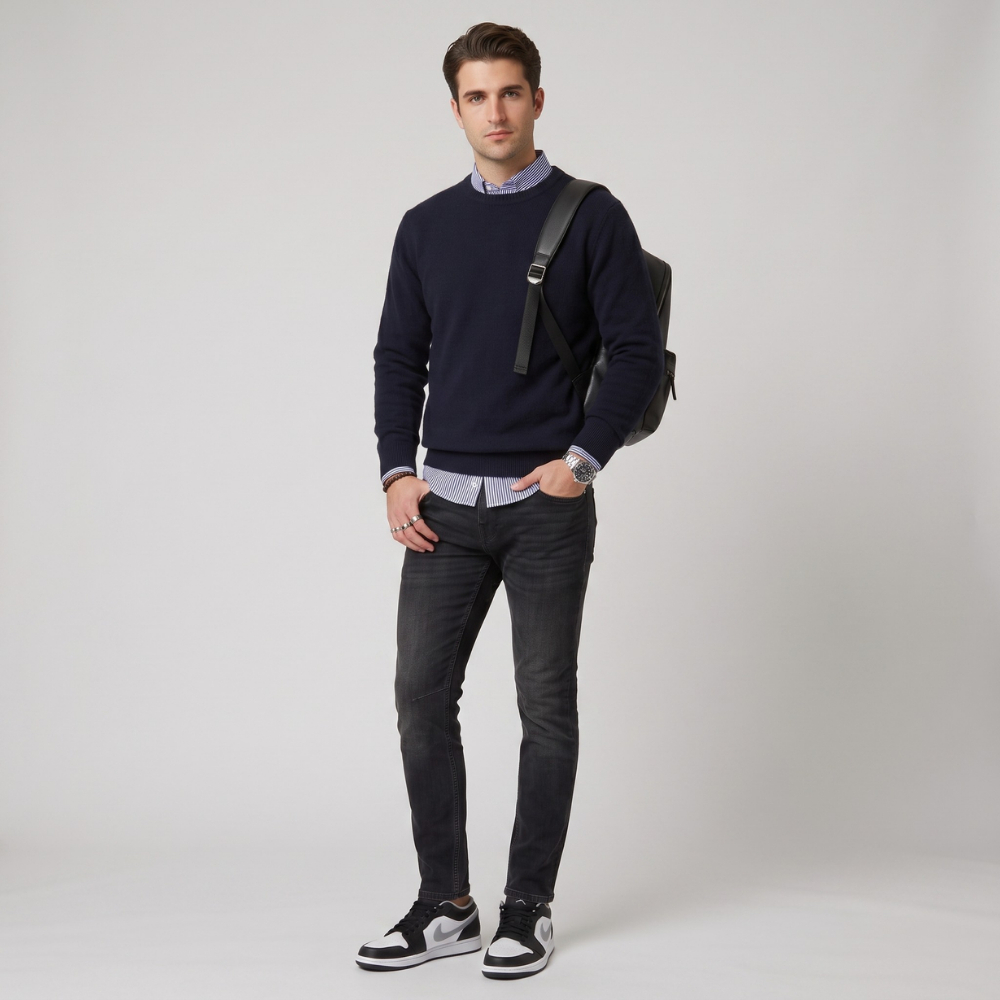 DAVIE JONES جينز رجالي Skinny — أسود — صورة 3