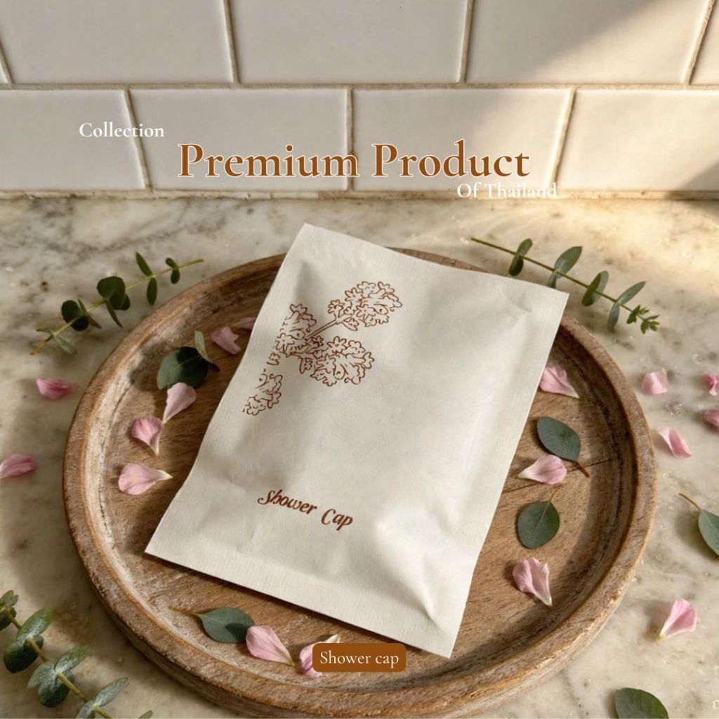 หมวกคลุผมPremium collection คอตตอนบัด ชุดแปรง สบู่เหลว ครีมนวดผม โลชั่น สบู่ล้างมือ สบู่ทำฟองbubble|กลิ่นกล้วยไม้