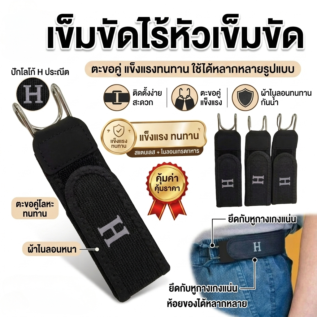 เข็มขัดไร้หัว เข็มขัดยางยืด ปรับระดับได้ ไม่รัดพุง ใส่สบาย ไม่กดทับหน้าท้อง สำหรับกางเกงยีนส์ ชายหญิง
