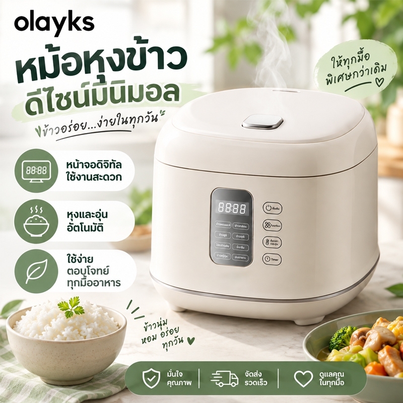 หม้อหุงข้าว 2.5L หม้อหุงข้าวเล็ก อเนกประสงค์ หุงสุกไว ข้าวนุ่ม ไม่ติดหม้อ ประหยัดไฟ สำหรับ 1-4 คน