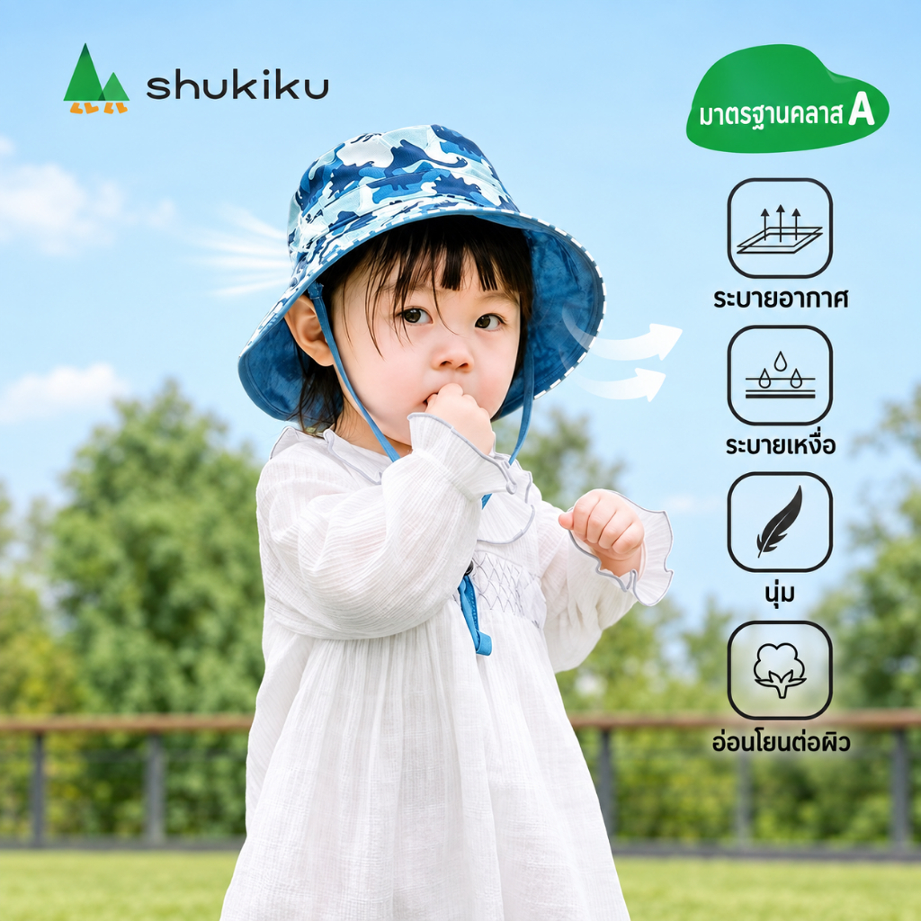 SHUKIKU قبعة شمس أطفال UPF50+ بوجهين قابلة للطي — صورة 3