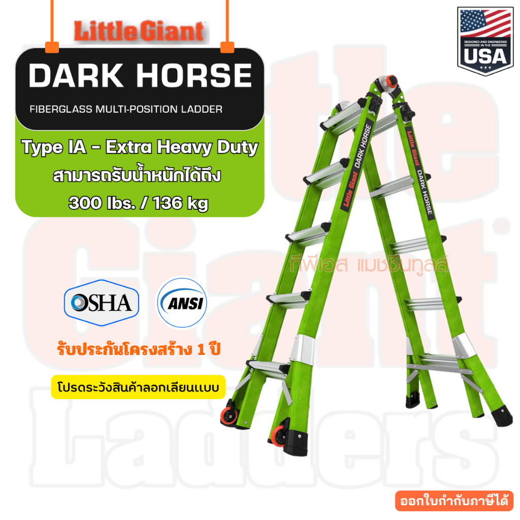 บันไดไฟเบอร์กลาส DARK HORSE 2.0 M22 รุ่น 16122-001 "LITTLE GIANT"