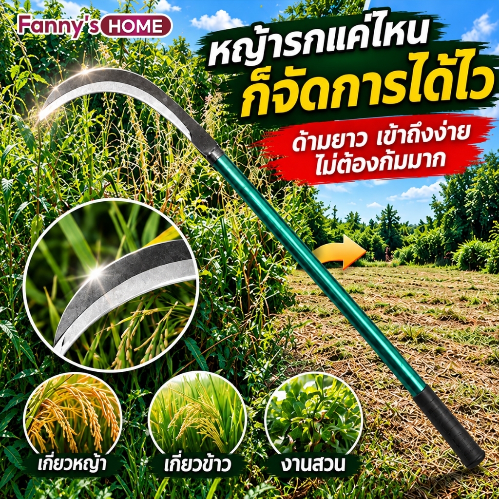 เคียวแมงกานีส ใบคม ตัดหญ้าง่าย ไม่เปลืองแรง เคียวเกี่ยวข้าว มีดถางหญ้า ตัดแต่งกิ่งไม้ สำหรับสวน ไร่ นา
