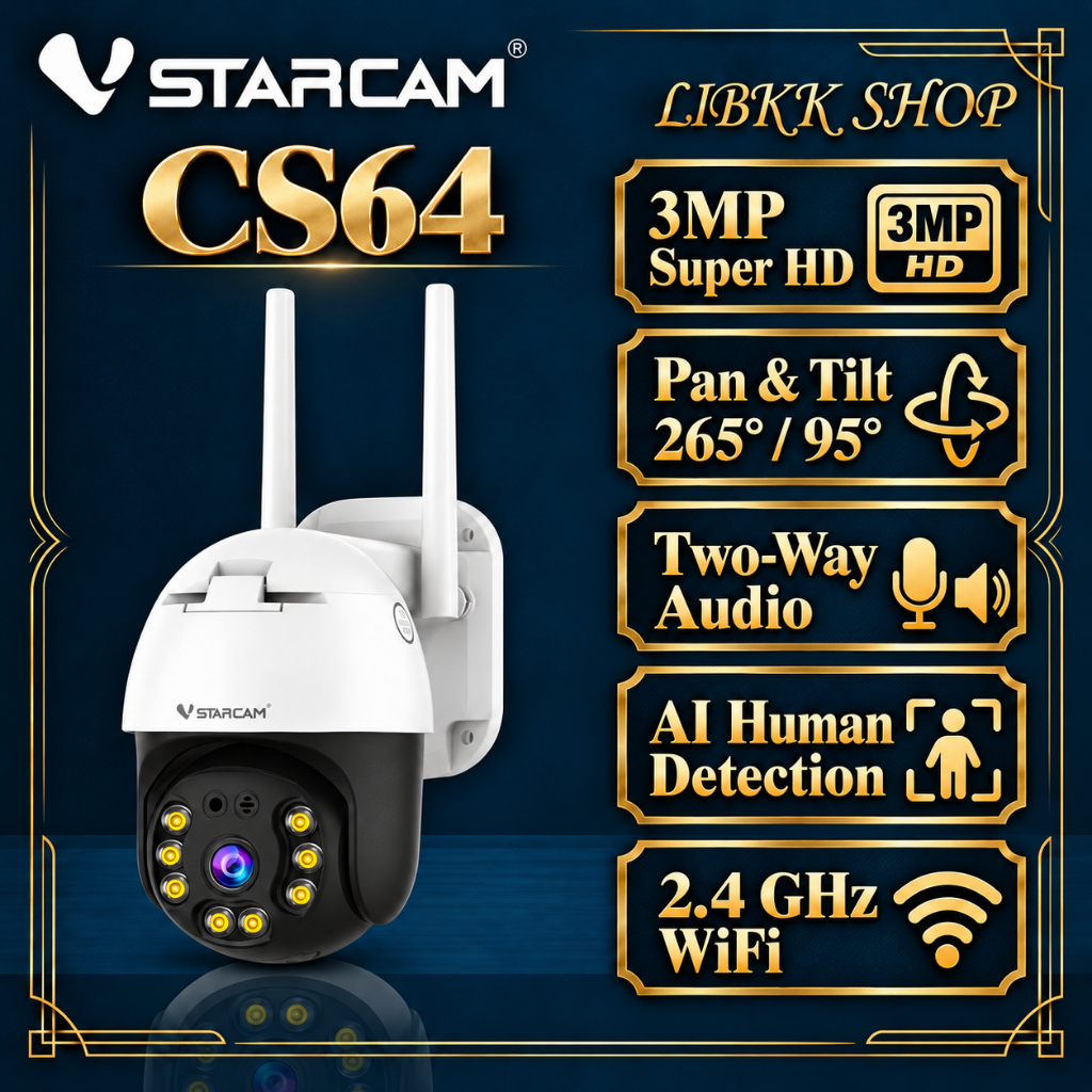 Vstarcam CS64 WIFI IP Camera ความละเอียด 3MP กันน้ำได้สำหรับนอกบ้าน กล้องวงจรปิดไร้สาย Wifi Camera wireless...